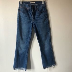 ❤️Madewell Jeans Cali Demi Boot Raw asymmetrical Hem medium wash size 24